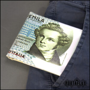 Portafoglio portaschede da Uomo, comodo,compatto e stiloso con RFID Block - ORIGINAL PORTAFLUX (Cinque Mila Lire - Bellini)