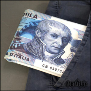 Portafoglio portaschede da Uomo, comodo,compatto e stiloso con RFID Block - ORIGINAL PORTAFLUX (Dieci Mila Lire - Volta)
