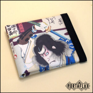 Portafoglio Donna Uomo Unisex Slim Porta Carte di Credito RFID Block Piccolo -  MOLLAFLUX (Kunichika - Samurai Ichikawa Blu)
