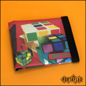Portafoglio Donna Uomo Unisex Slim Porta Carte di Credito RFID Block Piccolo - MOLLAFLUX (Red Rubik 74)