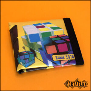 Portafoglio Donna Uomo Unisex Slim Porta Carte di Credito RFID Block Piccolo - MOLLAFLUX (Yellow Rubik 74)