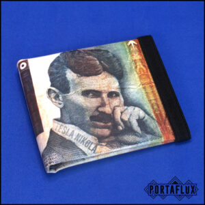 Portafoglio Donna Uomo Unisex Slim Porta Carte di Credito RFID Block Piccolo - MOLLAFLUX (Tesla Nikola)