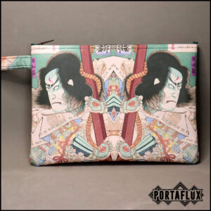 Pochette Portaflux Beauty Uomo Donna da Polso, eco Pelle Art Color, Old Giappone