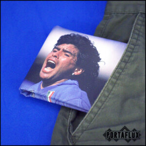 Portafoglio portaschede da Uomo, comodo,compatto e stiloso con RFID Block - ORIGINAL PORTAFLUX (Maradona, Napoli 1986)