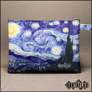 Pochette Portaflux Beauty Uomo Donna da Polso,ecoPelle Art Color, Notte Stellata
