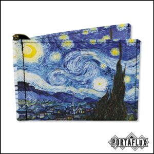 Portafoglio Uomo Slim RFID - Gancio Fermasoldi e Tasche - SGANJAFLUX (La Notte Stellata)